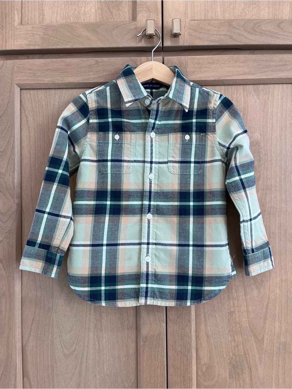 Janie and Jack Green Plaid Dress Shirt